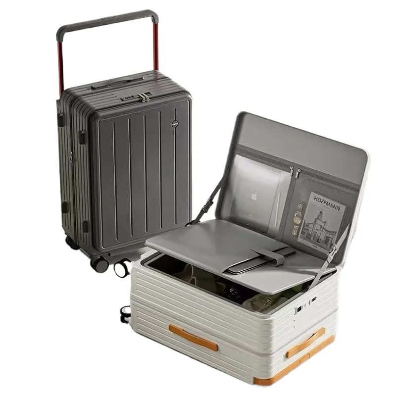 LIXIA Front Opening Multi-Functional Suitcase Business Wide Trolley Luggage ABS+PC Large-capacityPassword Box Travel TrolleyCase