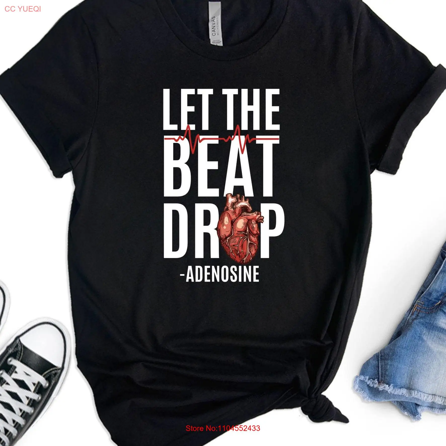 Let The Beat Drop T Shirt Cardio Nurse Life School Adenosine Students Nursing long or short sleeves