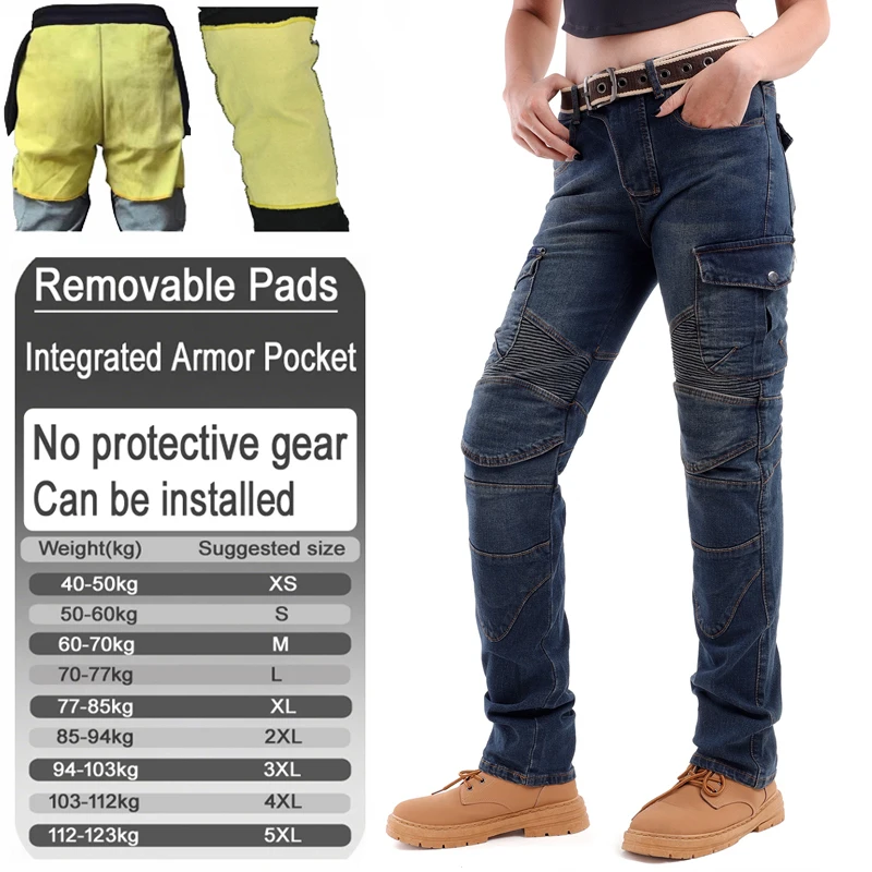 Kevlar womens Motorcycle jeans abrasion Resistant riding Pants motocross Spring Autumn with Armor Pockets Armor Not Included 06