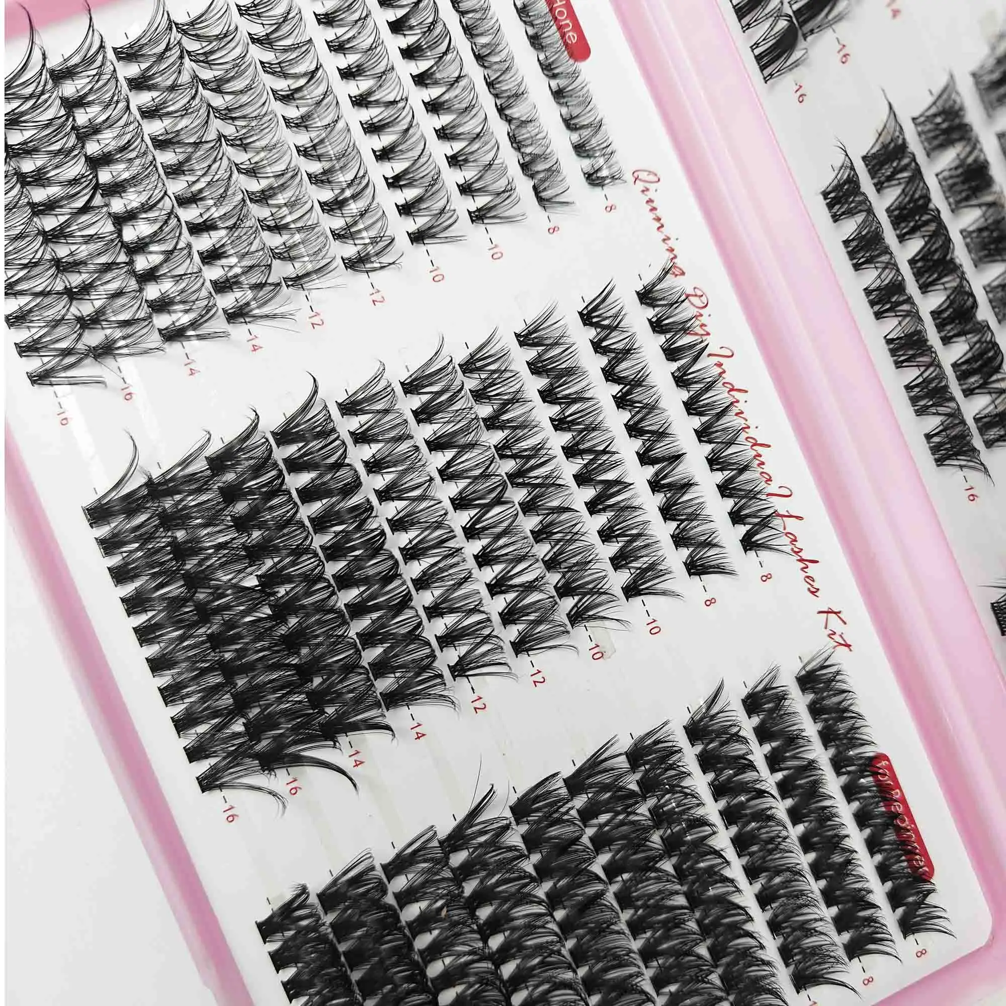 QIUNING Eyelash Extension Kit Fluffy Eyelash Extension Kit with Lash Bond and Seal Lash Tweezers Thick Lash Clusters Wispy