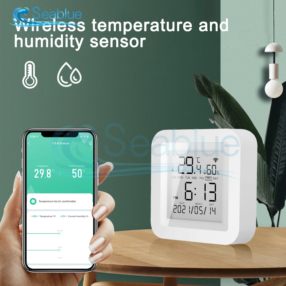 Tuya WIFI Temperature Humidity Sensor for Smart Life Google Home  Thermometer Hygrometer Support Alexa Google Assistant