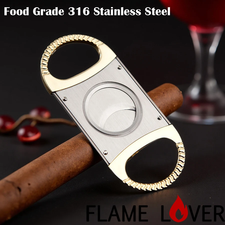 

Flame Lover Cuba Cigar Cutter Guillotine Puncher Scissors Knife Stainless Steel Double Blades For Men Smoking Accessories 350FH