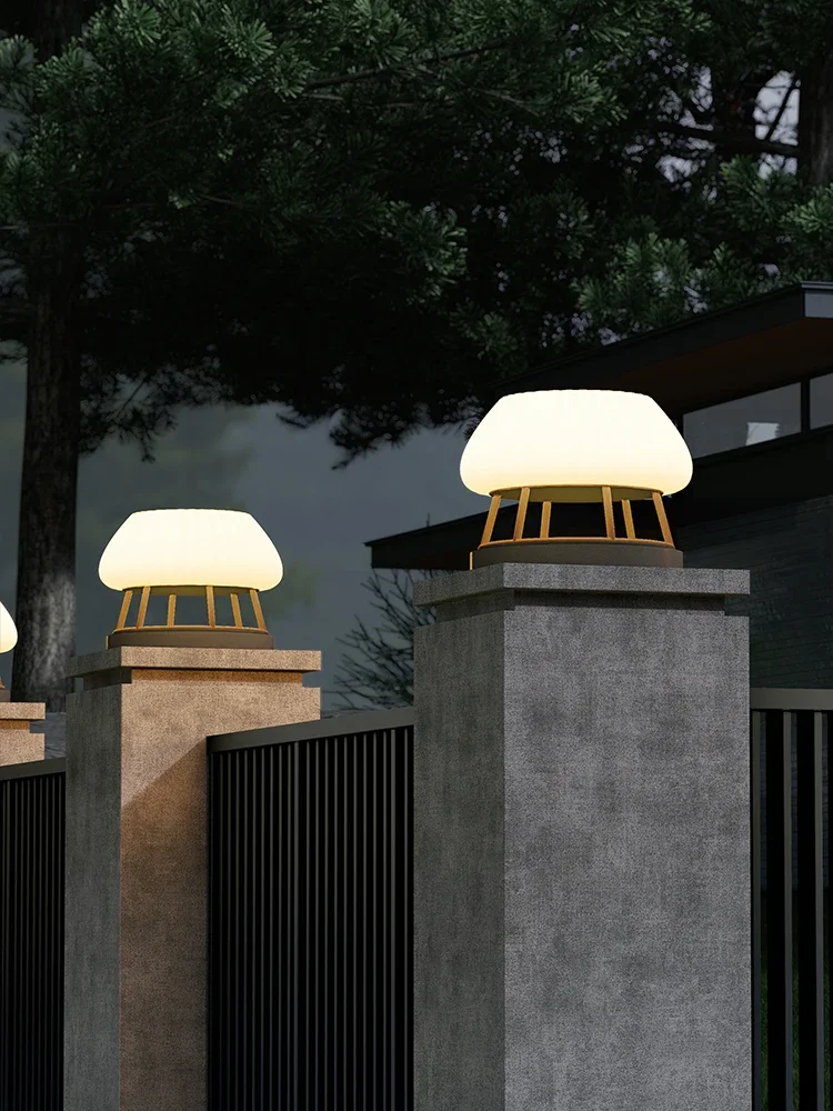 Solar stigma lamp Outdoor waterproof stainless steel courtyard power connection model Gate wall pillar lamp