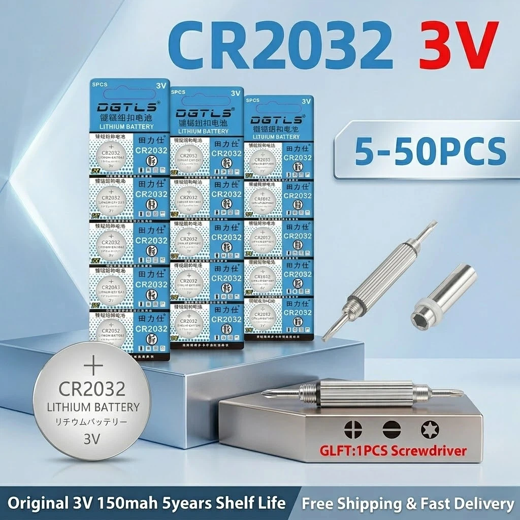 

5-50Pcs CR2032 3V Lithium Coin Cell Button Battery 150mAh DL2032 BR2032 For Car Key Remote Calculator Toy