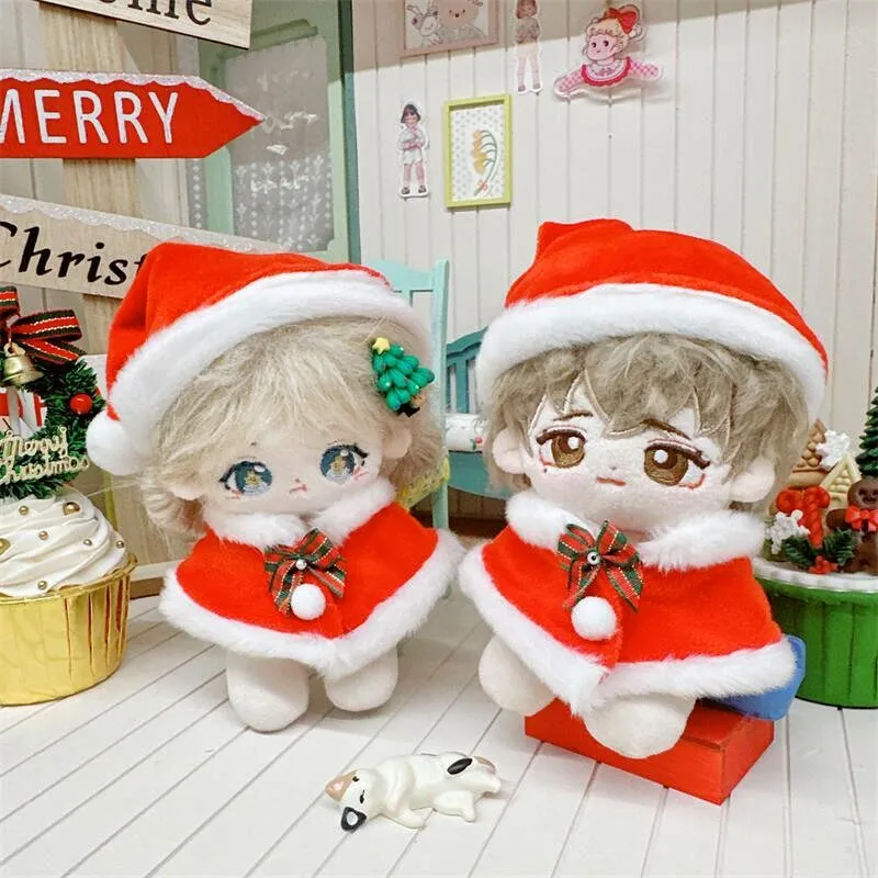 10cm Kawaii Idol Doll Clothes Cute Christmas Hat Coat Shawl Set Snowflake Gingerbread Man Sweater PlushDoll Christmas Tree Decor