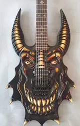 Handcraft Lvybest Electric Guitar Colorful Painting COW Skull Head Humbucker Pickups，Professional Guitar