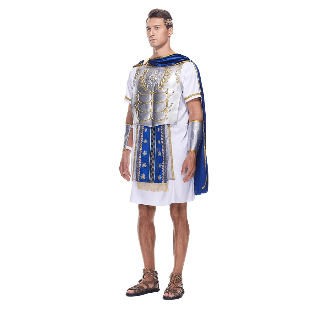 Adult Mens Roman Gladiator Costume Ancient Roman Emperor of the Sun Imperator Set Halloween Dress Up Party Carnival Easter Purim