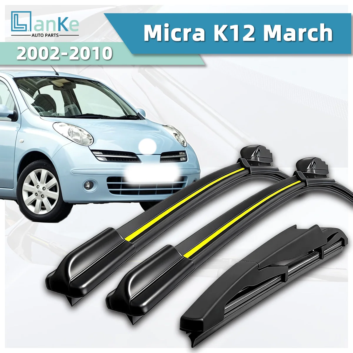 

Lanke Wiper Fit For Nissan Micra K12 March (2002-2010) Natural Rubber Strip Boneless Silence Car Windshield Wiper Auto Parts