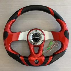 TIYPEOR Redesign Red Universal Flat Drift PU Racing Game Simulator Steering Wheel With compass