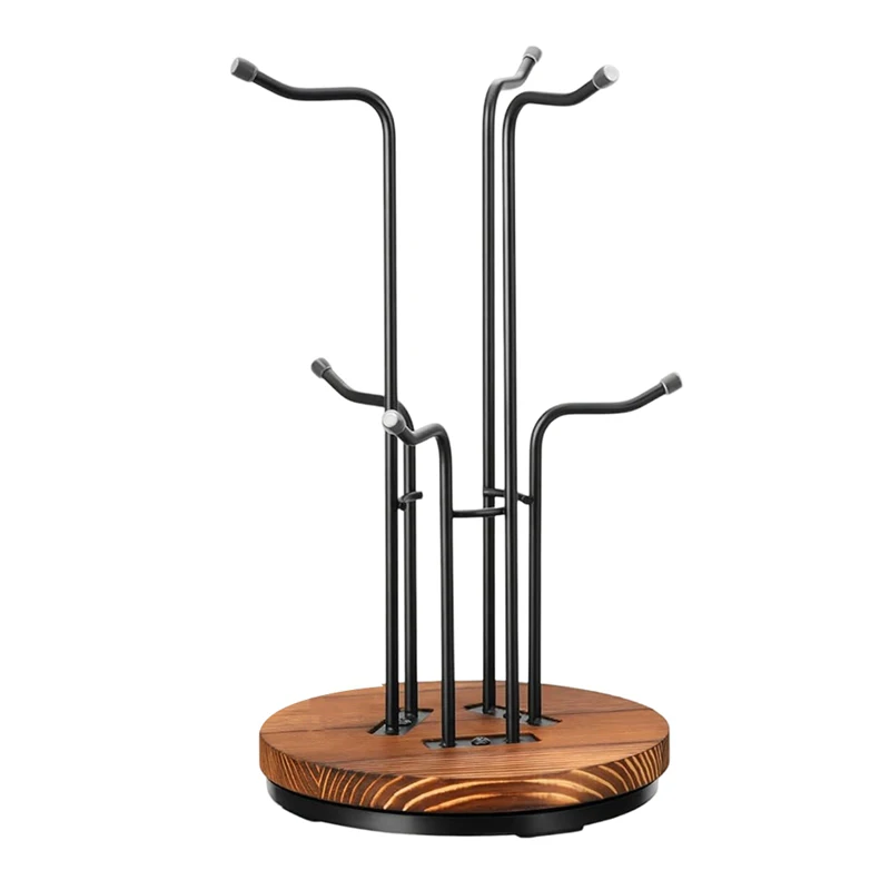 360° Rotating Mug Tree for Cups, Counter Coffee Mug Holder with 6 Hooks, Metal Coffee Cup Rack Stand for Countertop Retail