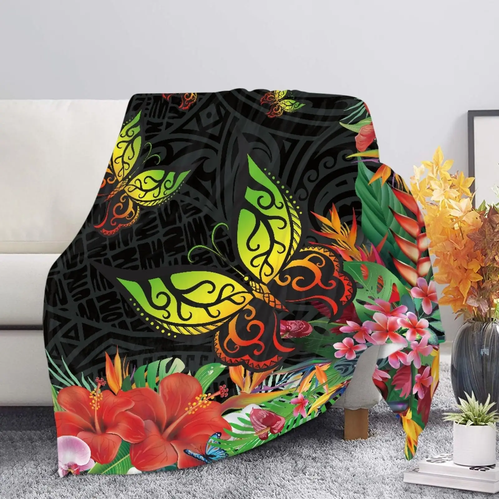 

Окрашенные бабочки и цветочные мотивы, полиэфирное бархатное фланелевое одеяло с цифровой печатью, флисовое мягкое одеяло для кроватей