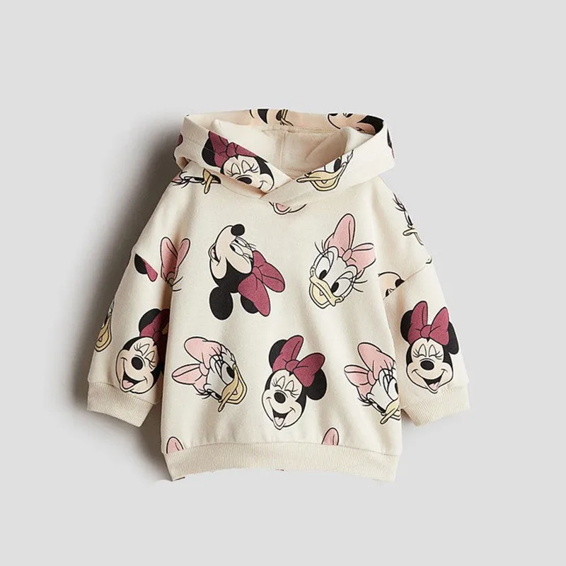 Girls Fashion Hooded Tops+Pants Minnie Daisy Full Print Sweatshirt Autumn Costume New Long Sleeve Tracksuits Toddler Clothes Set