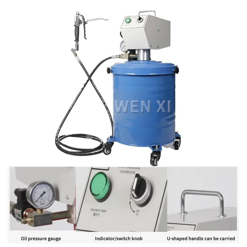 Air Operated Grease Pump Pneumatic Oil Pump 40 L Capacity Barrel With Swivel Oiling Rotatable Gun Head Oil Injection Tool