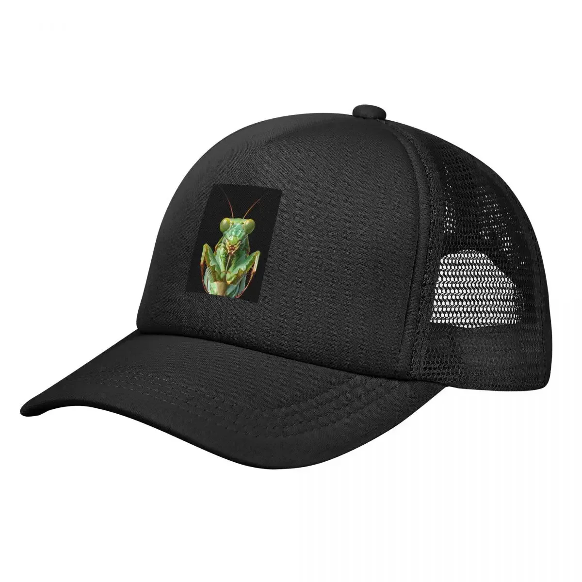 Green Praying Mantis, Eerie Insect Art Mesh Baseball Caps Snapback Fashion Baseball Hats Breathable Casual Casquette Outdoor
