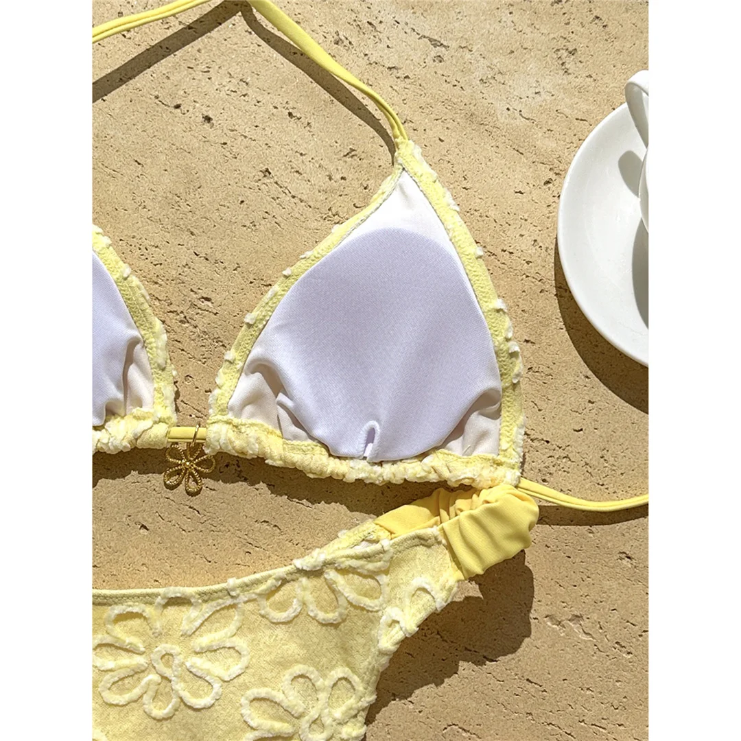 2026 Blumenmuster Neckholder-Bikini Damen-Badeanzug Zweiteiliger Bikini-Set Brasilianischer Badeanzug Badebekleidung V8270 – Detail 8