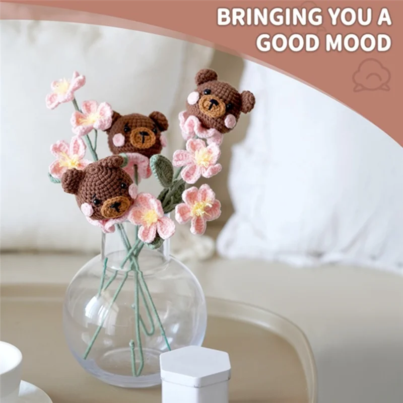 -AA95 Flower Bouquet Crochet Kit For Adults & Beginners Crochet Accessories & Step-By-Step Manual (Bear/ Style)