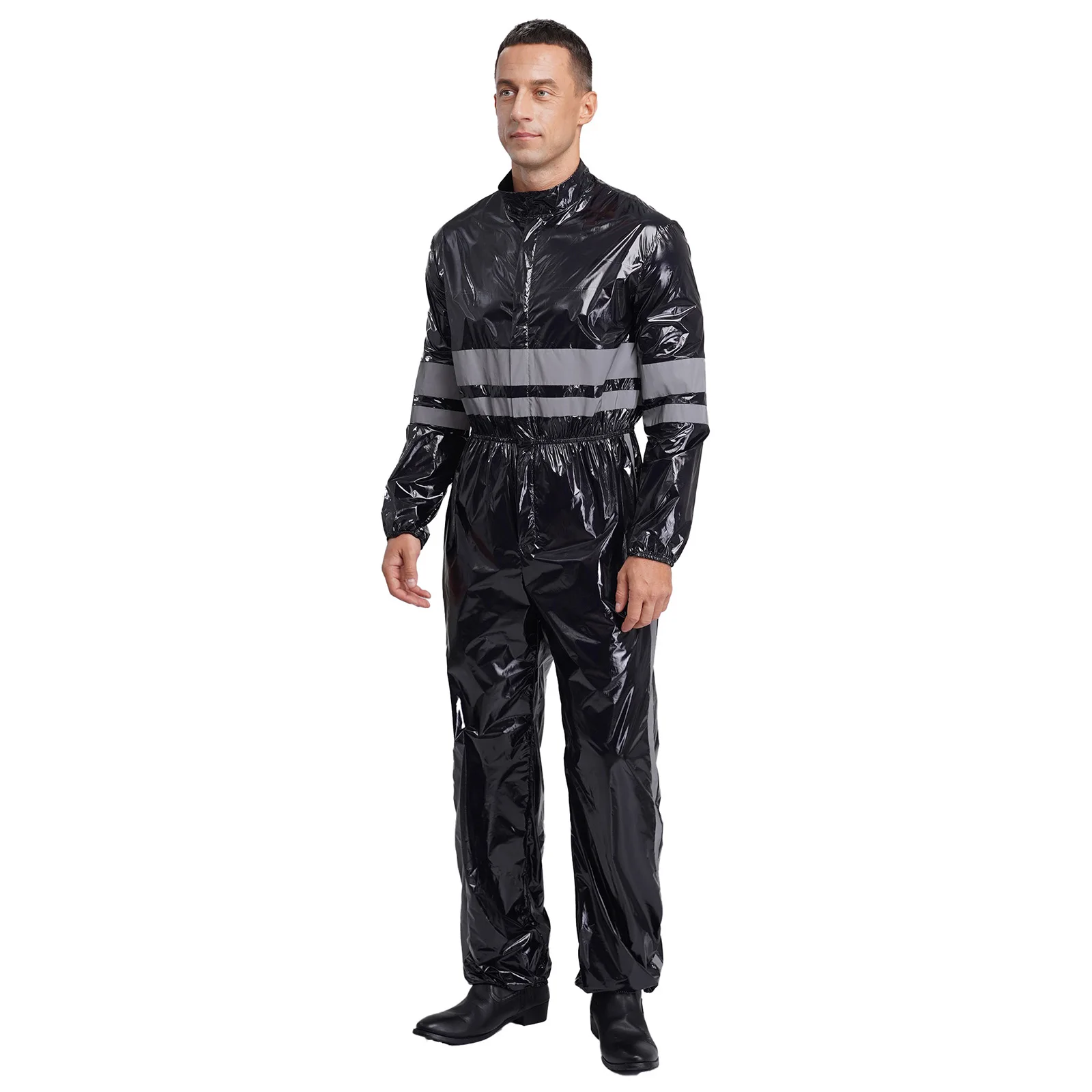 Men Jumpsuit Water Resistant Workshop Coveralls Overalls High Visibility Reflective Strips Zipper Factory Labor Working Jumpsuit