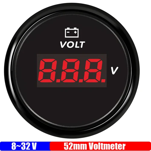 Imagen 2 del producto Luz LED roja voltímetro Digital de 2 ""52mm voltaje de 8-32V para gasolina Universal diésel coche barco yate voltios marinos 12V24V personalizado