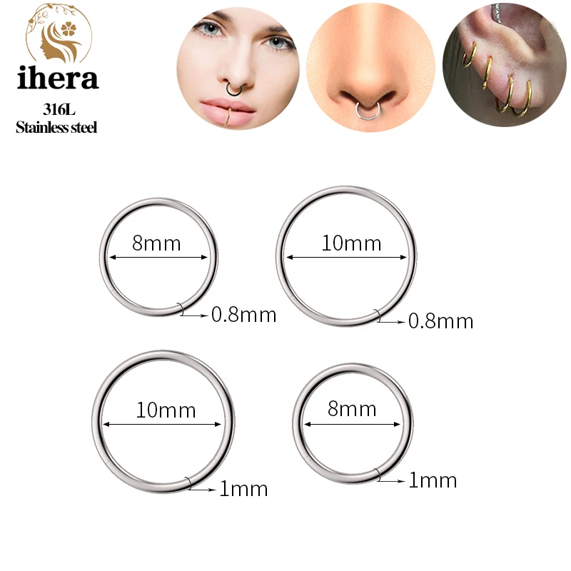 1/10 Stück Edelstahl Septum Clicker Klappbare Segment-Ringe Runde Nasenringe Ohrknorpel Helix Ohrringe Körperschmuck – Detail 3