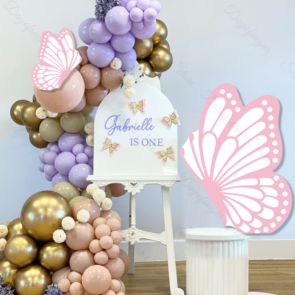 Pink Butterfly Cutout 18/36Inch Pink Butterfly Mosaic Board Custom Welcome Sign for Birthday Baby Shower Party Backdrop Decor