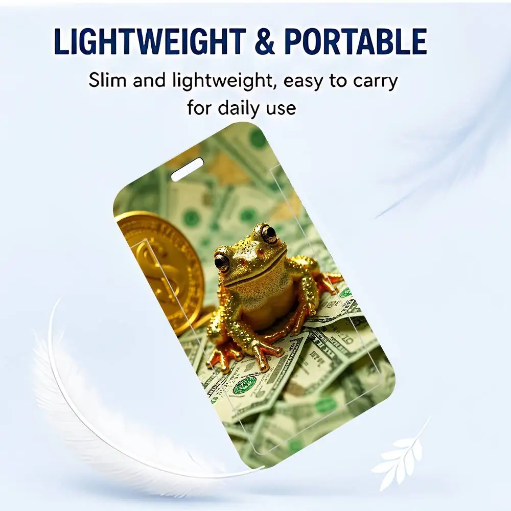 Cute Frog Clear ID Card Holder Lanyard Neck Strap Badge Case Door Credit Card Protector Daily Gift