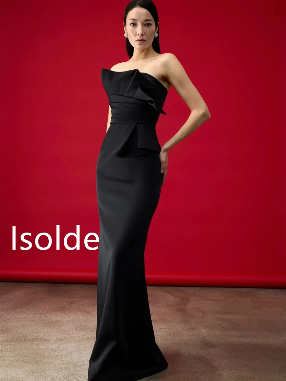 Abiti da sera in raso nero scintillante personalizzati Abiti da ritorno a casa moderni senza spalline senza maniche Vestido De Festa di alta qualità