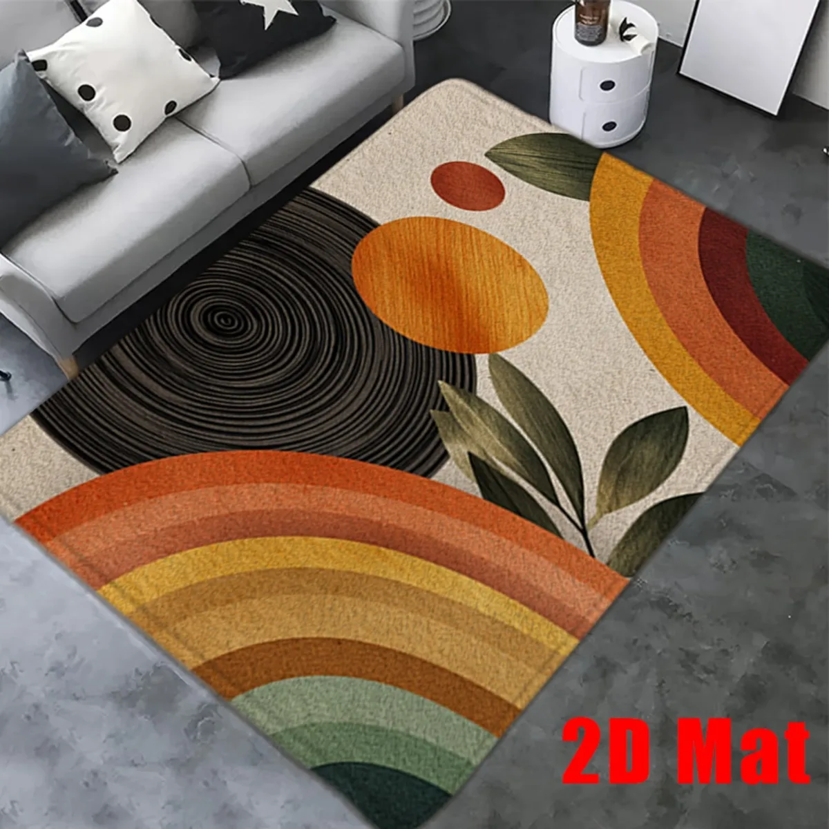 Boho Abstract Geometric Area Rug Living Room Mat Neutral Colors Modern Design Stylish Floor Carpet for Boho Chic Home Decor