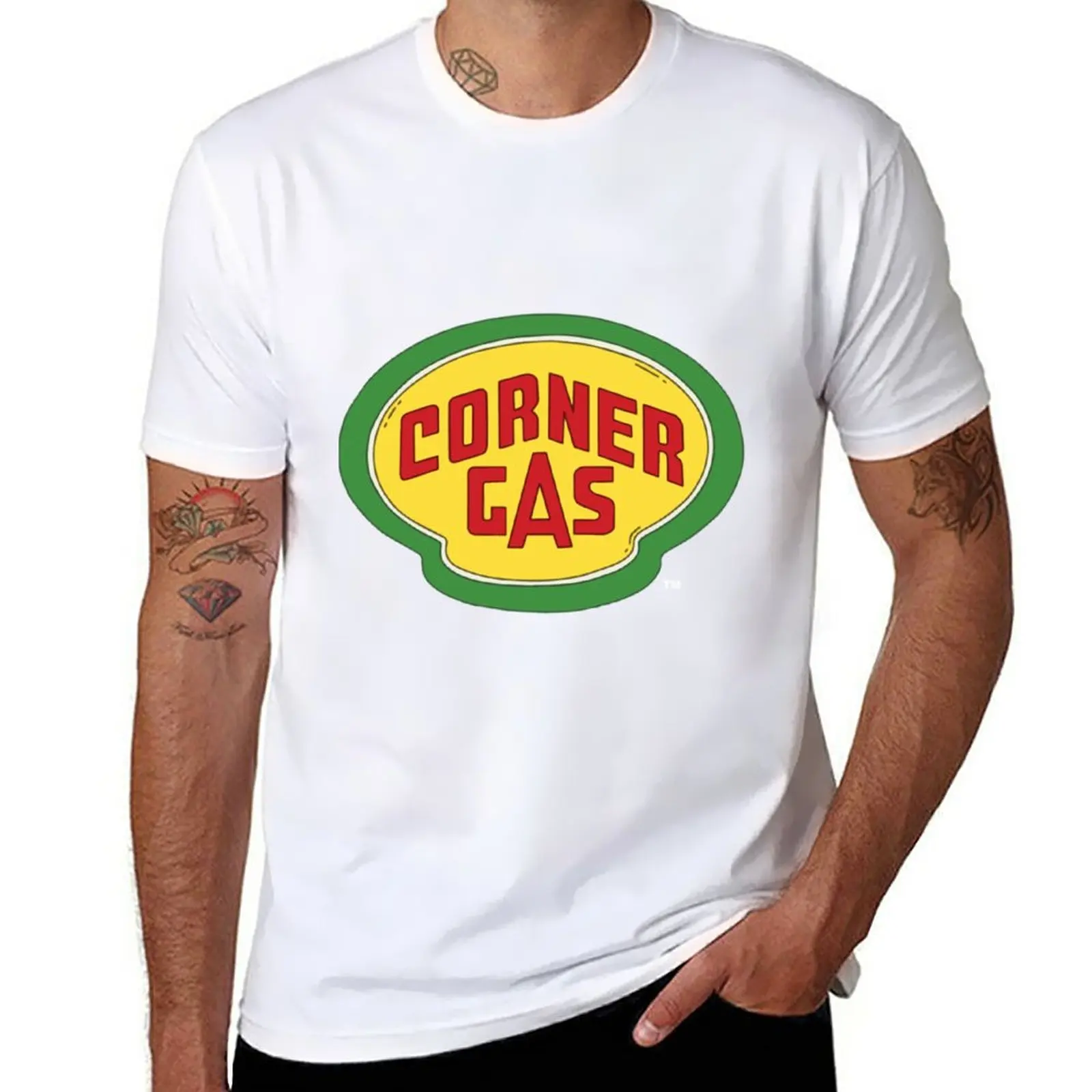 Corner Gas Logo Wwhite Text T-Shirt quick-drying Short sleeve tee mens t shirt graphic