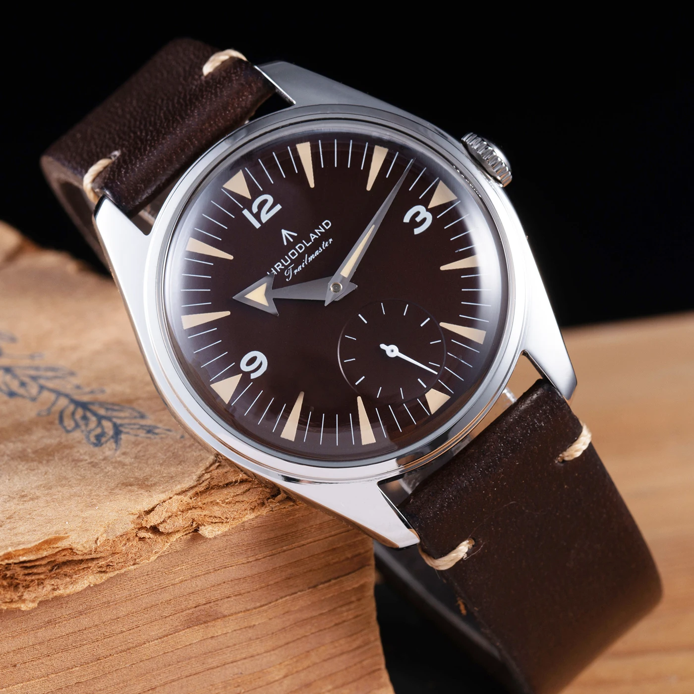 Jam Tangan Pilot Pria Kustom 36mm dengan Kaca Cembung K1 Mineral, Luminous BGW9&C3, VD78 Vintage Quartz, Logo Jam Tangan Kustom