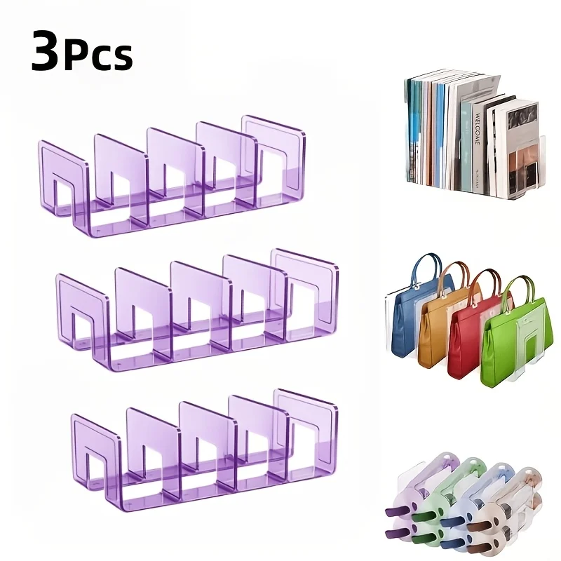3pcs Thickened Acrylic Book Stand, A5 Transparent File Divider, Desktop Storage Organizer for Students & Office Use