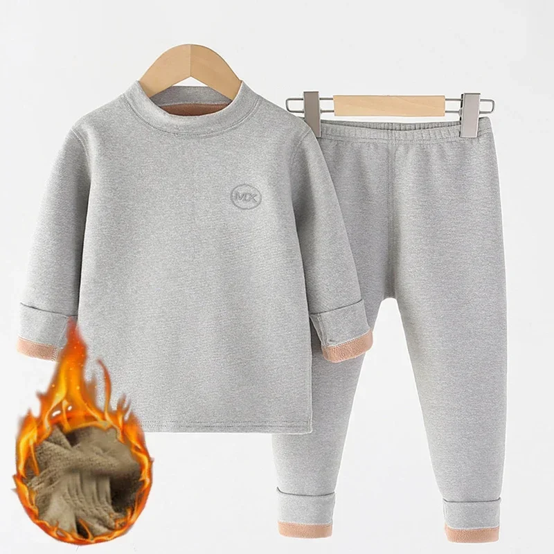 Kids Thermal Underwear Set Winter Fleece Thick Girls Long Johns 10 12 Years Soft Warm Children Loungewear 2-Pieces Boys Pajamas