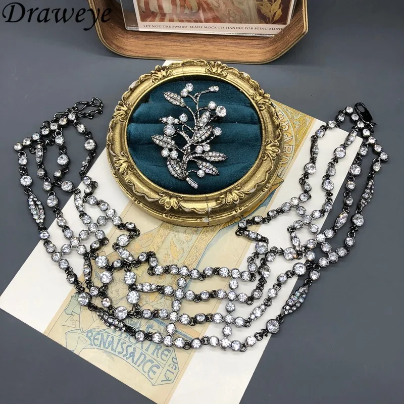 

Draweye 2 Pieces Jewelry Sets Rhinestones Palace Style Vintage Hyperbole Brooches for Women Elegant Luxury Clothing Pins