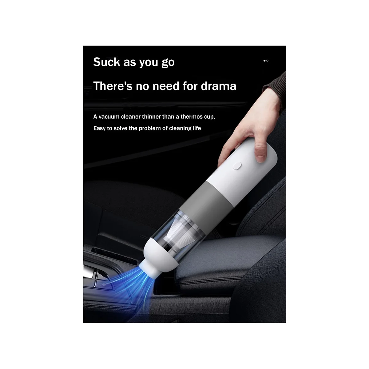 Recarregável aspirador portátil, Dual Wireless Dust Catcher para carro e casa, branco