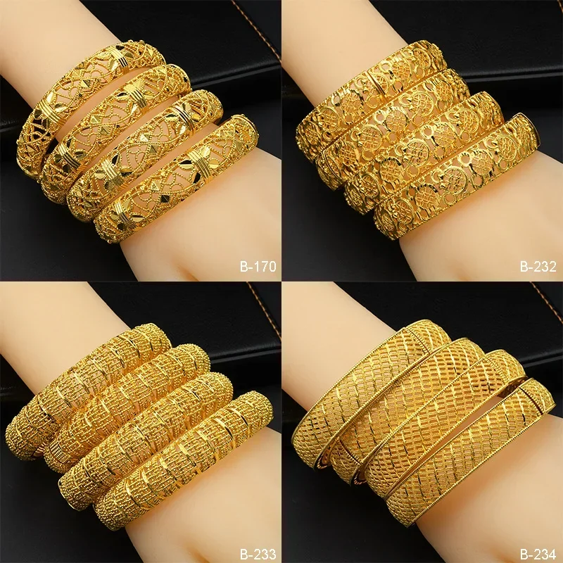 Glamorous 24K Gold Bangles for a Nigerian Bride's Wedding Jewelry: Reflecting Middle Eastern Style Statement Accessories