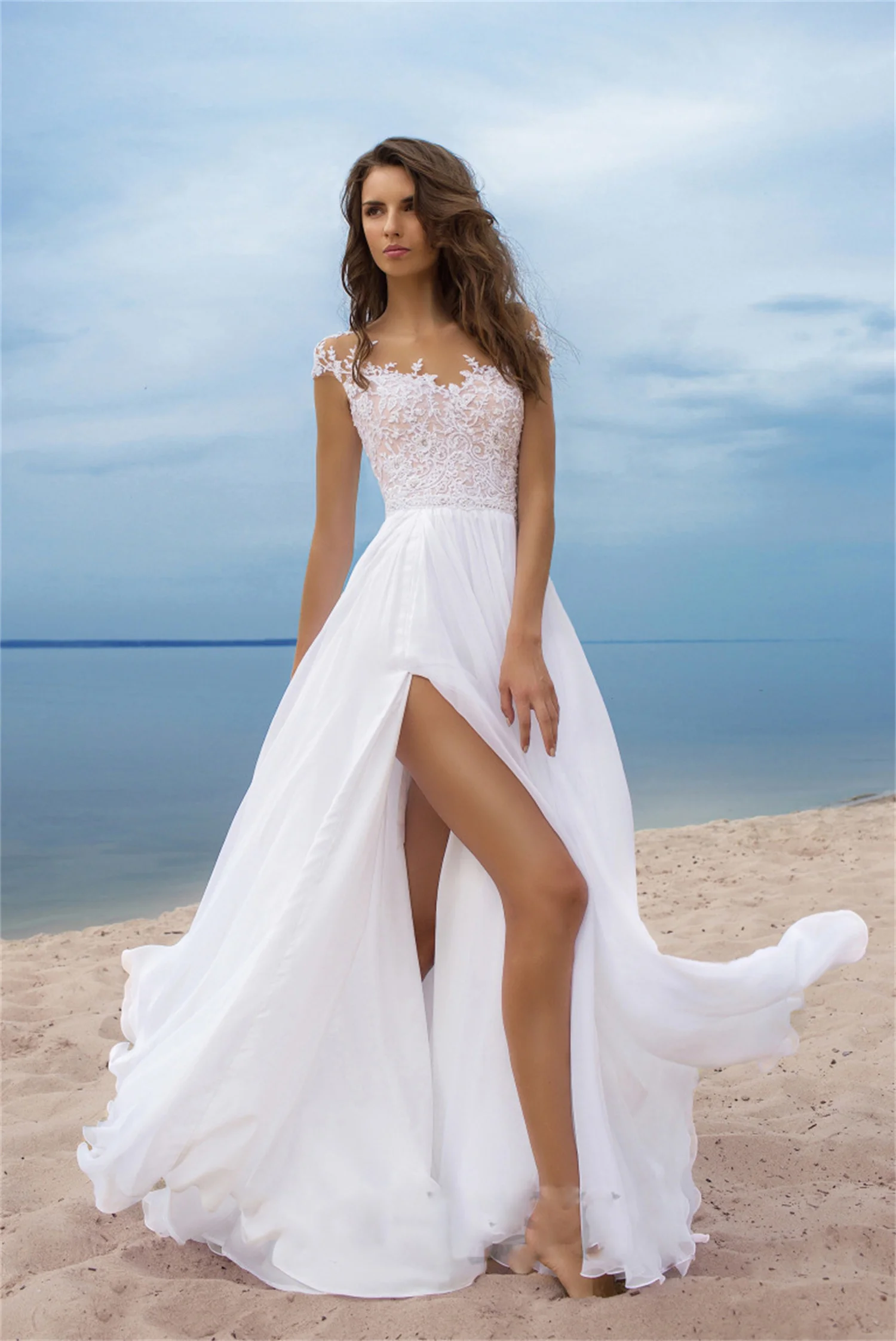 Slit Amanda Novias Custom Wedding Dress for Women 2023 Bride Brides Wedding Dresses for the Church Amandas Novias Official Store