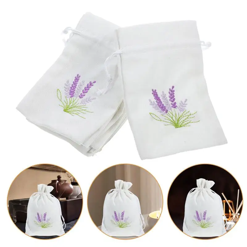 10pcs Lavender Sachet Packaging Bag Drawstring Bag Sachet Empty Bag Refillable Lavender Sachet Bag Wardrobe Sachet Bag