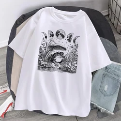 Cute Cottagecore Aesthetic Frog Mushroom Moon Witchy Mens Tshirt Loose Clothes 100% Cotton T Shirts Fashion Creativity T-Shirts