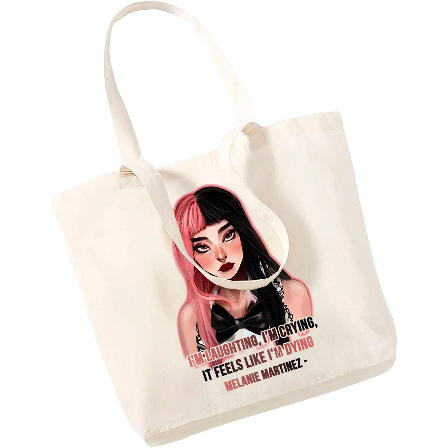 Melanie Martinez Portale Sänger Musik Damen Handtaschen Stoff Leinwand Einkaufstasche Shopping Reise Frauen Schulter Shopper Taschen