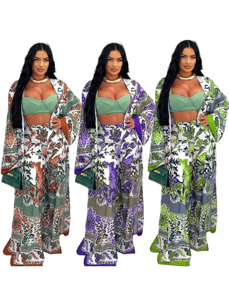 2 Piece Women Sets 2024 New Arrival Summer Autumn Matching Sets Print Two Pieces Sets Tops And Pants Suits Outfits Clothing