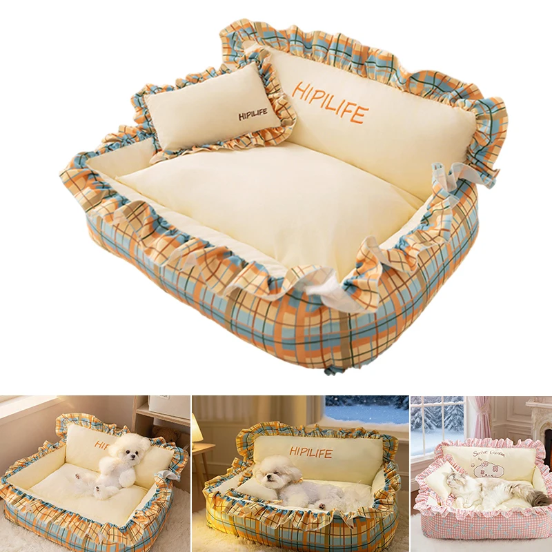 

2026 Breathable Fabric Fluffy Cloud-like Dog Bed Sofa- Soft Pet Bed for Small/Medium Dogs & Cats Easy-Clean Maison Pour Chat
