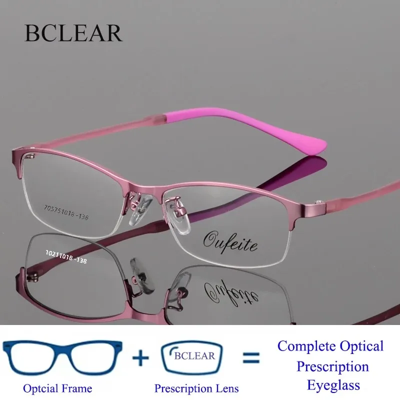 

Guvina BCLEAR женские квадратные очки в полуоправе по рецепту, очки для близорукости, прогрессивный сплав, оптические мультифокальные очки, маленькое лицо