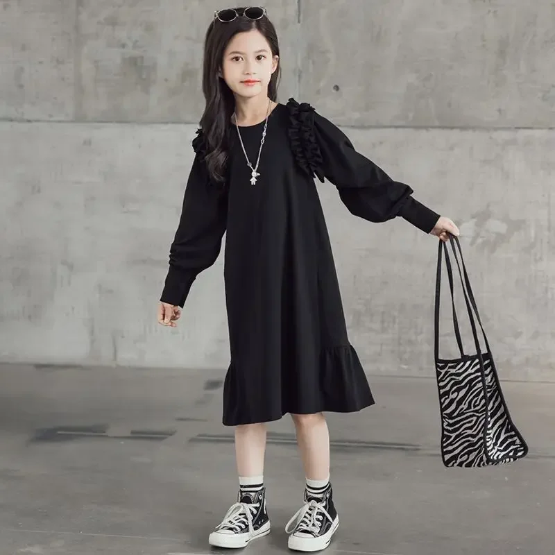 Kids Girls Dress Spring Autumn Children Sweater Loose Dress Casual Long Sleeve Dresses for Girl Teen 4 6 7 8 9 10 11 12 Years