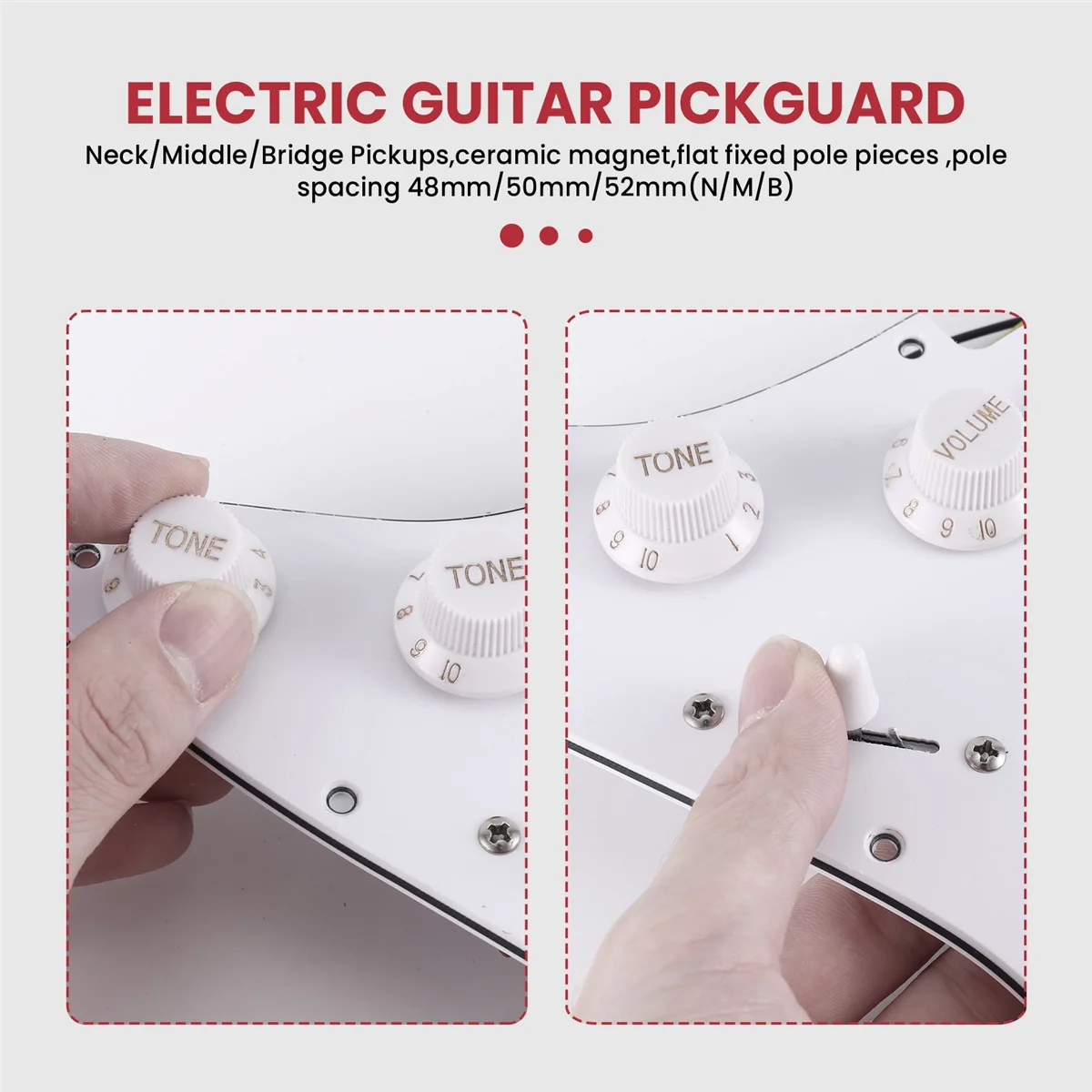 Single Coil Pickup SSS guitarra elétrica, carregado Pickguard Prewired, Scratch Plate, Strat, 11 furos, 3Ply para guitarra SQ