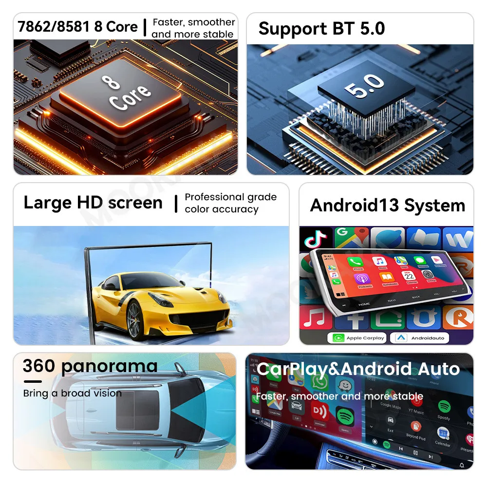 Carplay For Ford's New Mondeo 2013-2019 Android 13 Car Radio Stereo Multimedia Player Auto WIFI  GPS Navigation BT Accessories