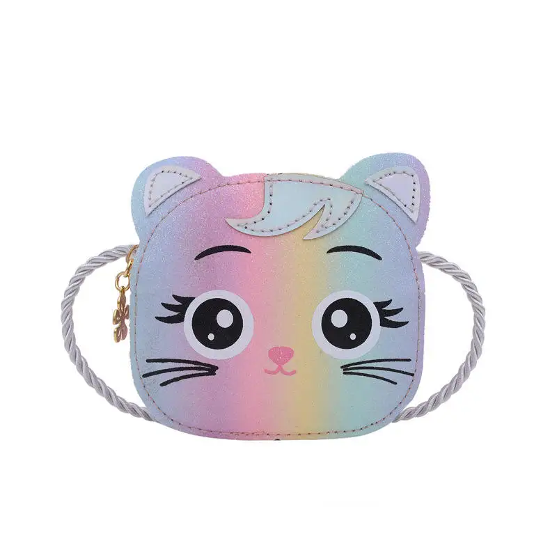 Mini sac à bandoulière en cuir PU pour enfants, chat de dessin animé mignon, sacs initiés par bébé fille, petit porte-monnaie pour garçons, sacs à main pour enfants, portefeuille