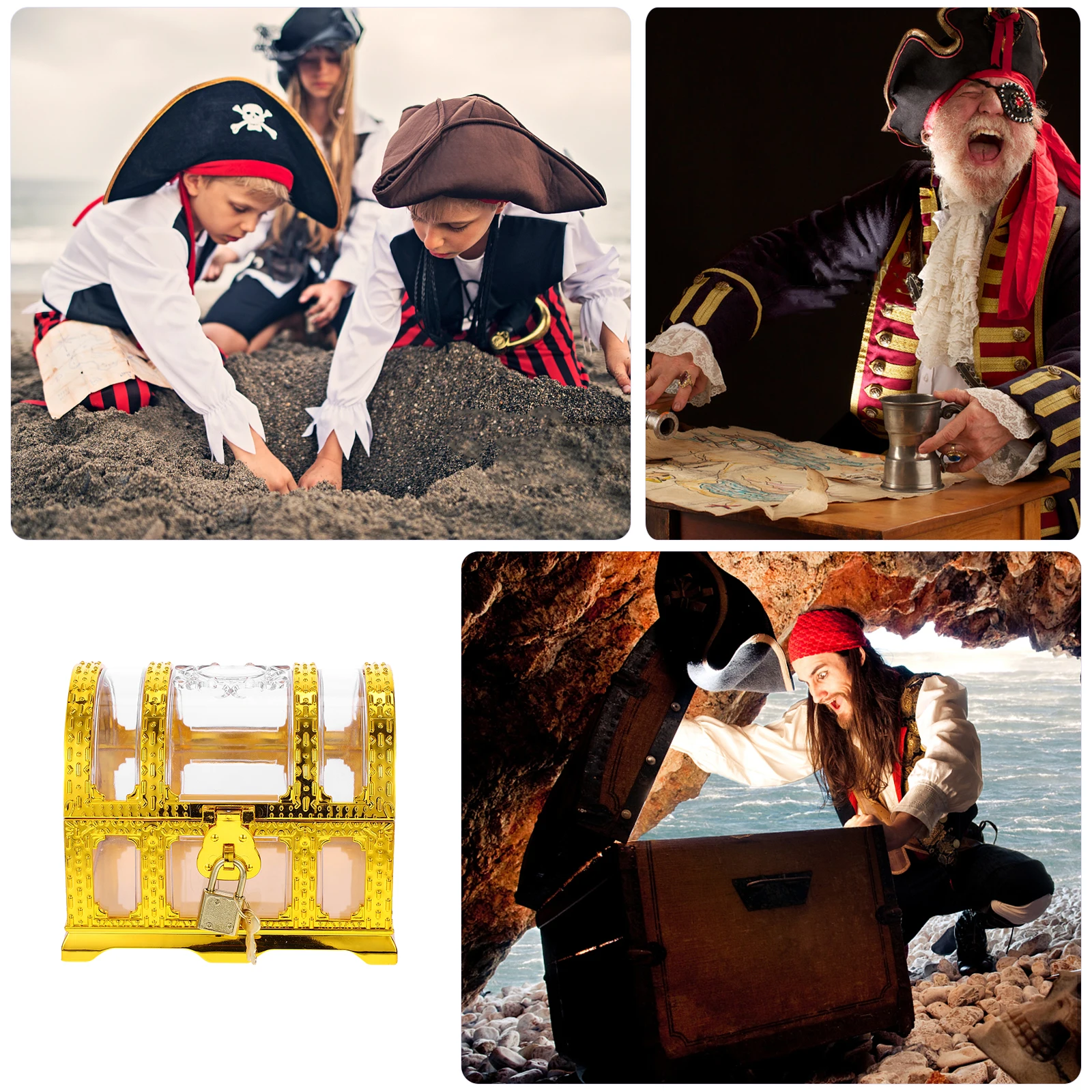 

Pirate Treasure Chest Kids Toys Storage Container Plastic Containers Vintage Child
