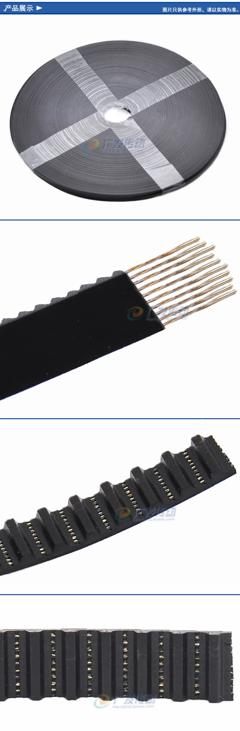 Xl Type Zwart Polyurethaan Riem Staaldraad Opening Synchrone Riem Pu