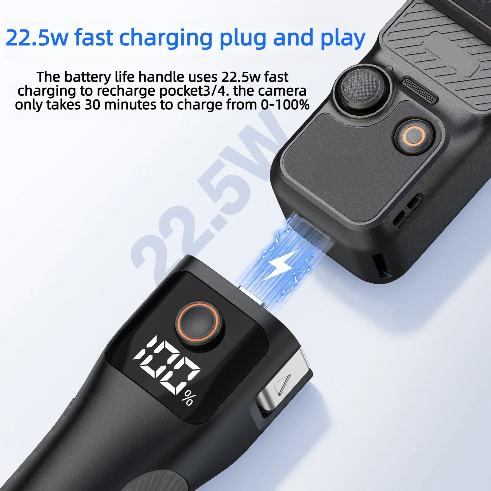 Für Pocket 3/Pocket 4/4P Kamera-Zubehör Batteriegriff Mobile Stromversorgung Eingebaute 5000mAh Powerbank für Vlog-Aufnahmen – Detail 1
