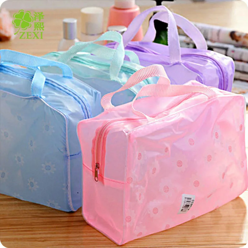 Translucent Makeup Bag Handbag Organizer Travel Essentials Cosmetic Bag For Makeup Waterproof PVC Toiletry Kits Bathroom Storage