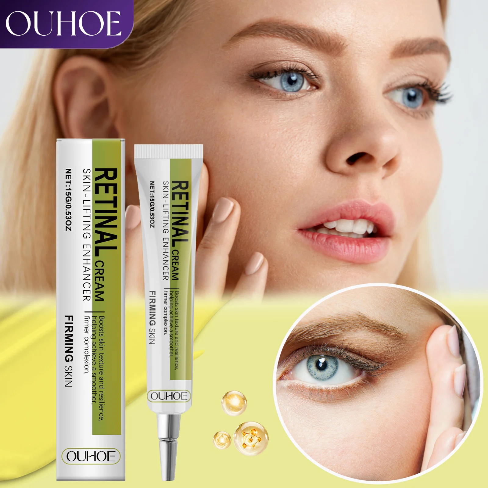 Crema de Retinol para arrugas faciales, crema hidratante reafirmante iluminadora con ácido hialurónico y ceramida, crema de noche de hidratación profunda